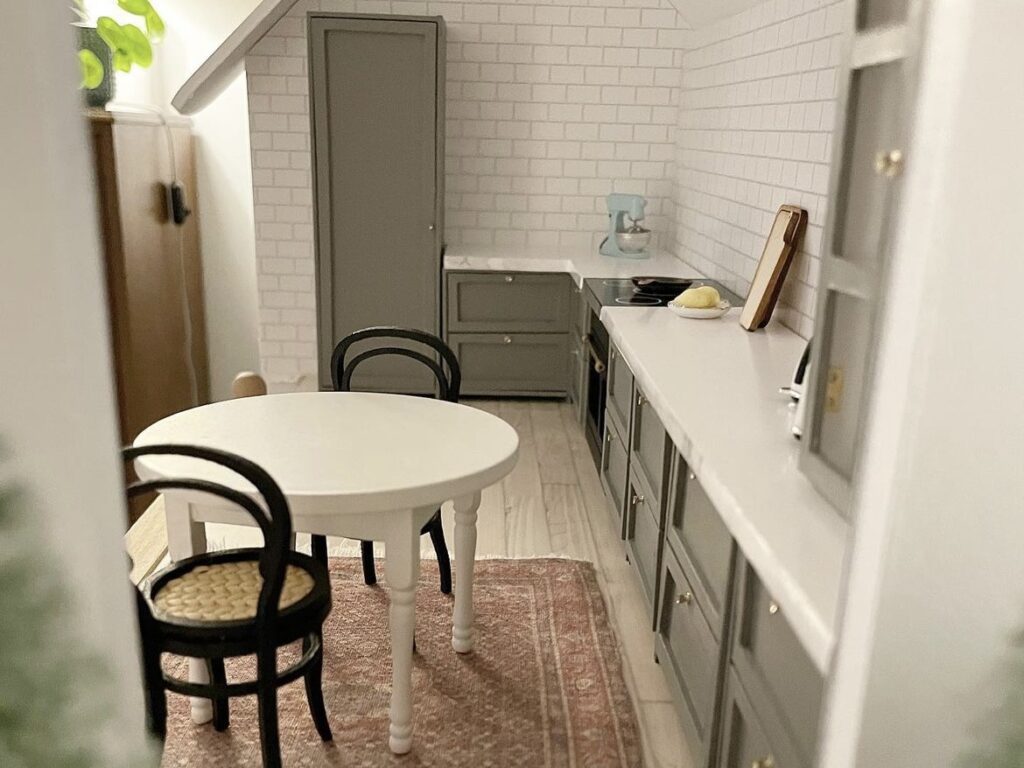 grey dollhouse kitchen